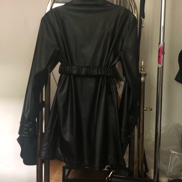 Pleather button down dress with belt - Picture 3 of 3